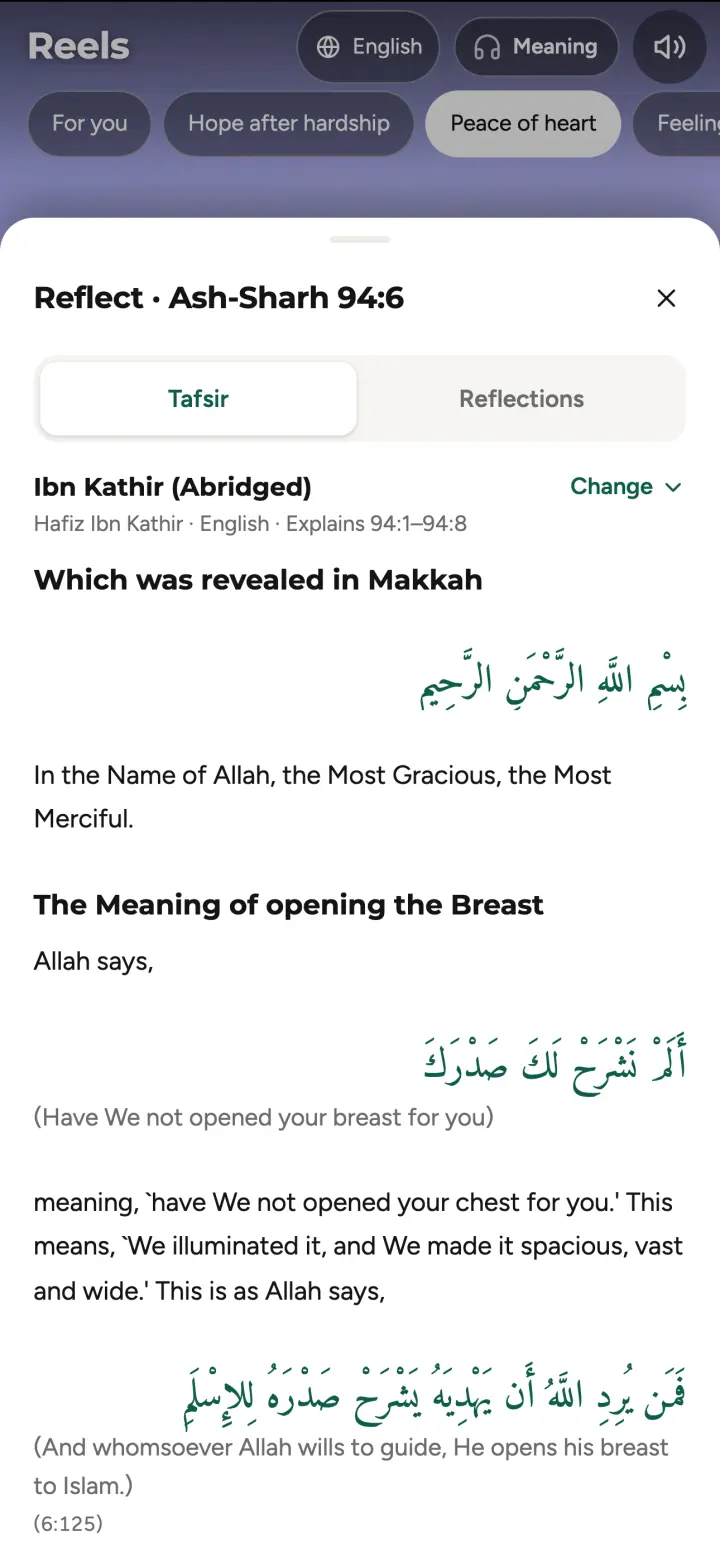 Tafsir Ibn Kathir for Surah Ash-Sharh in AyahShare